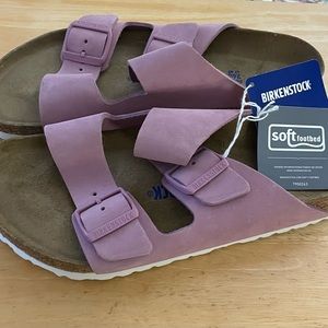 Birkenstock- pink leather Arizona sandals